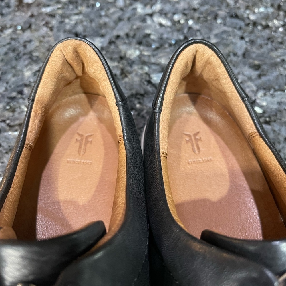 Frye Black Lena Zip Low Leather Zip Up Sneakers Size 9 - Picture 3 of 10